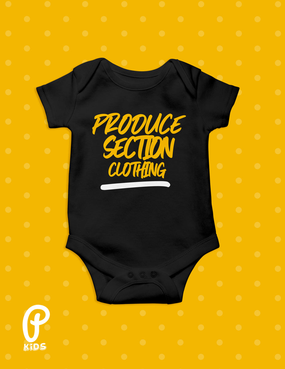 Kids "Little Produce" Onesie Black Produce Section Clothing