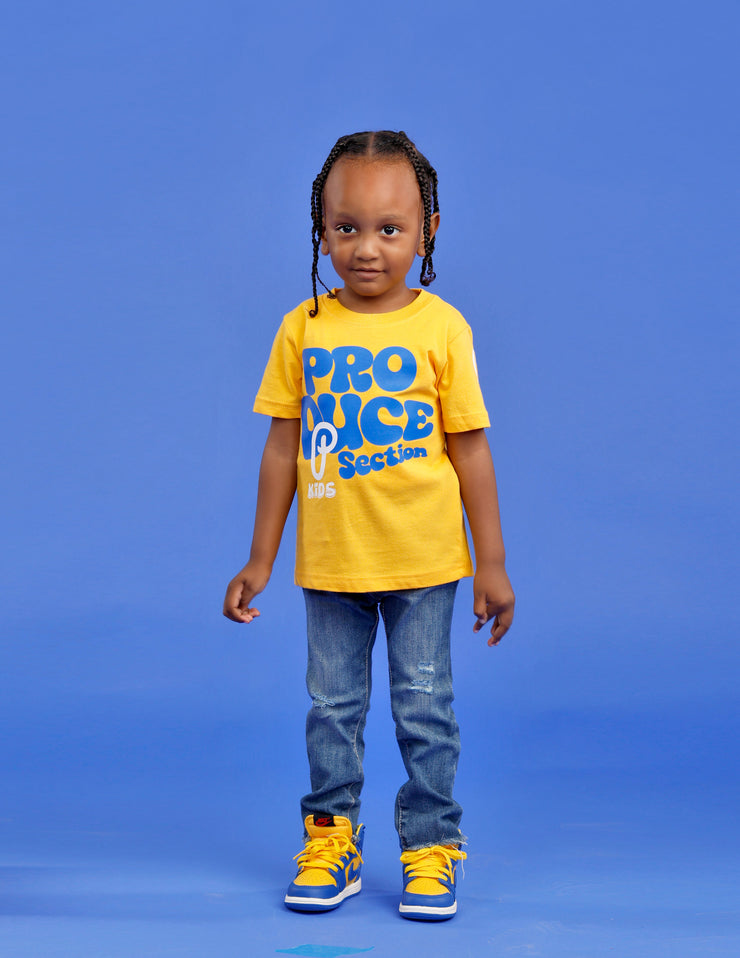 Kids "I Will Change The World" Tee - Canary/Royal