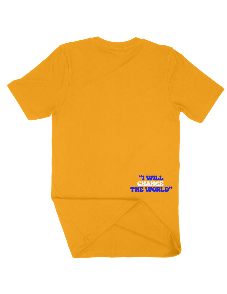 Kids "I Will Change The World" Tee - Canary/Royal