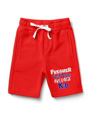 Kids "Fresher Than Your Average Kid" Fleece Shorts - Red