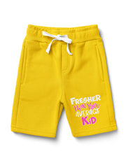 Kids "Fresher Than Your Average Kid" Fleece Shorts - Yellow