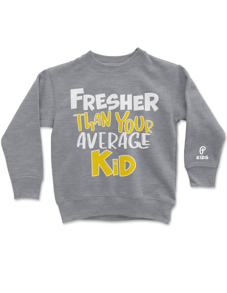 Kids "Fresher Than Your Average Kid" Crewneck Sweatshirt - Heather