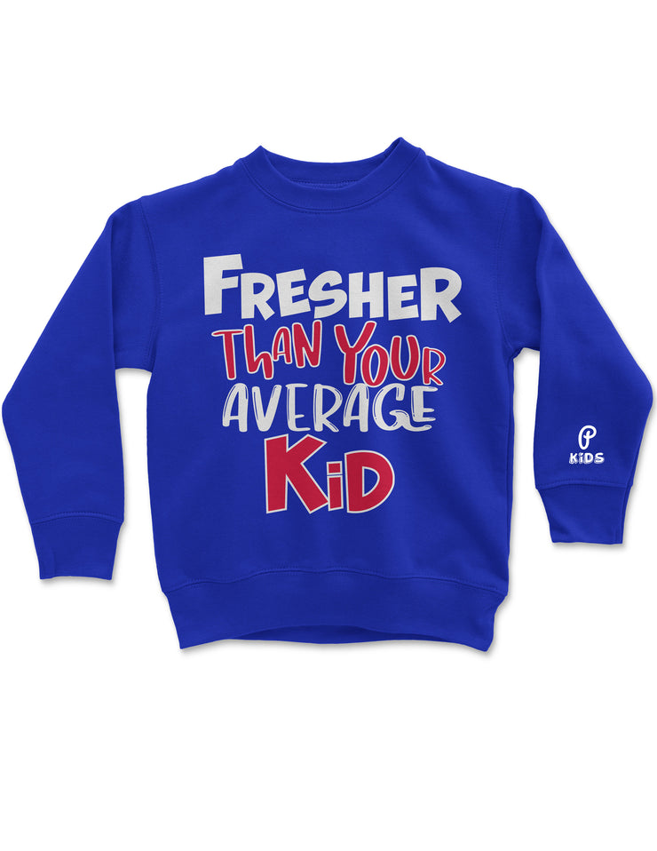 Kids "Fresher Than Your Average Kid" Crewneck Sweatshirt - Royal