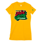 Women's "Freshin' Against Oppression" Juneteenth Tee - Gold