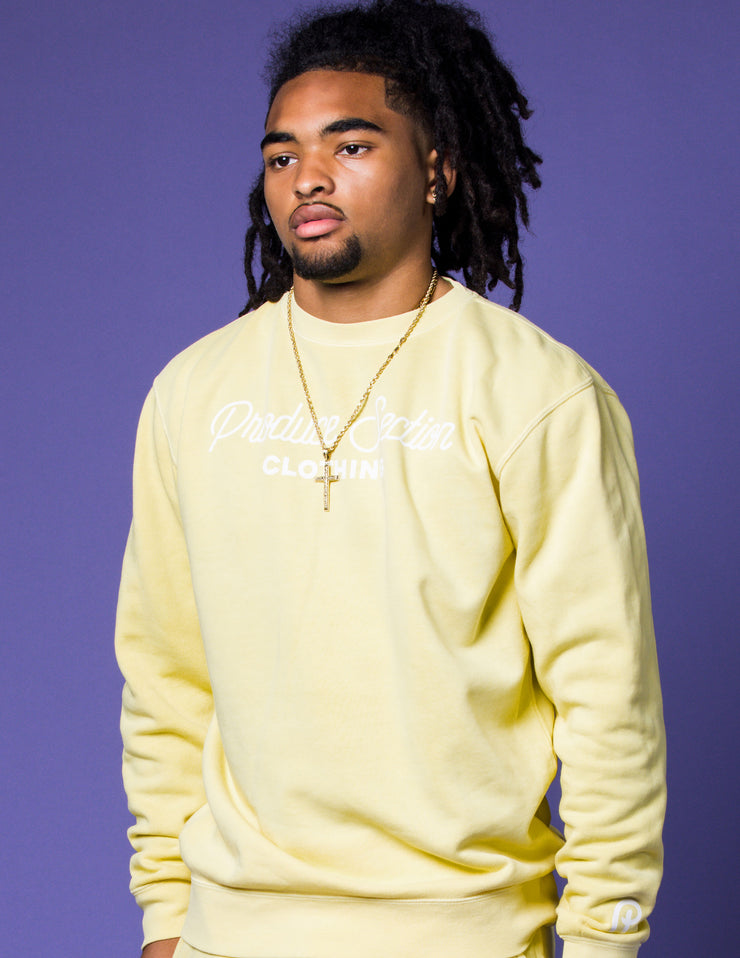 Unisex "Script Logo" Lightweight Crewneck - Lemon