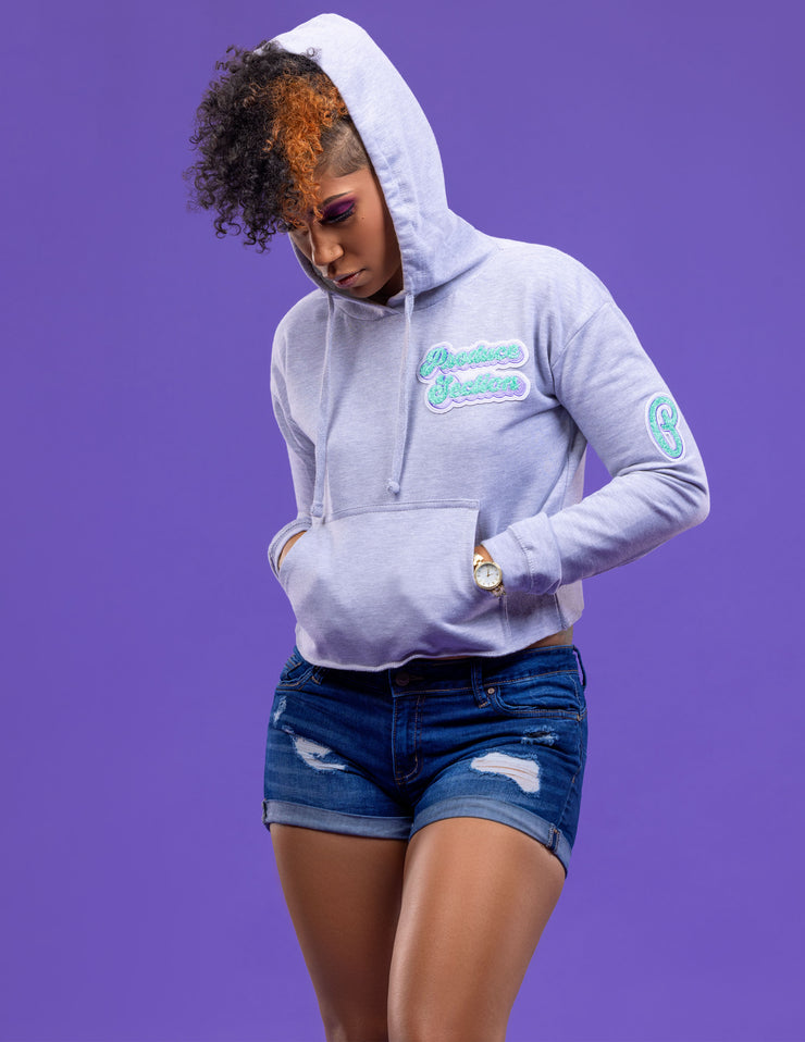 Fresh Season Crop Hoodie - Heather/Mint Green/Light Purple