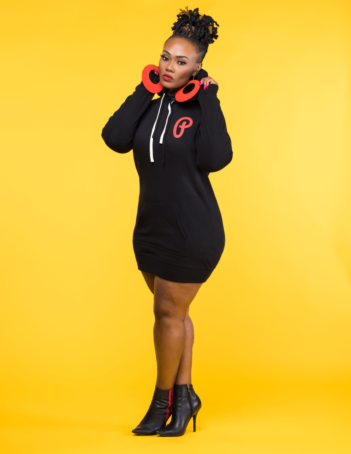 P Design Merch P Logo Hoodie Dress - Black – Produce Section Clothing